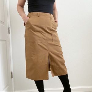 Sofie D’Hoore Tan Camel A-line Cargo Utility Pocket Skirt Front Slit 38 / 6